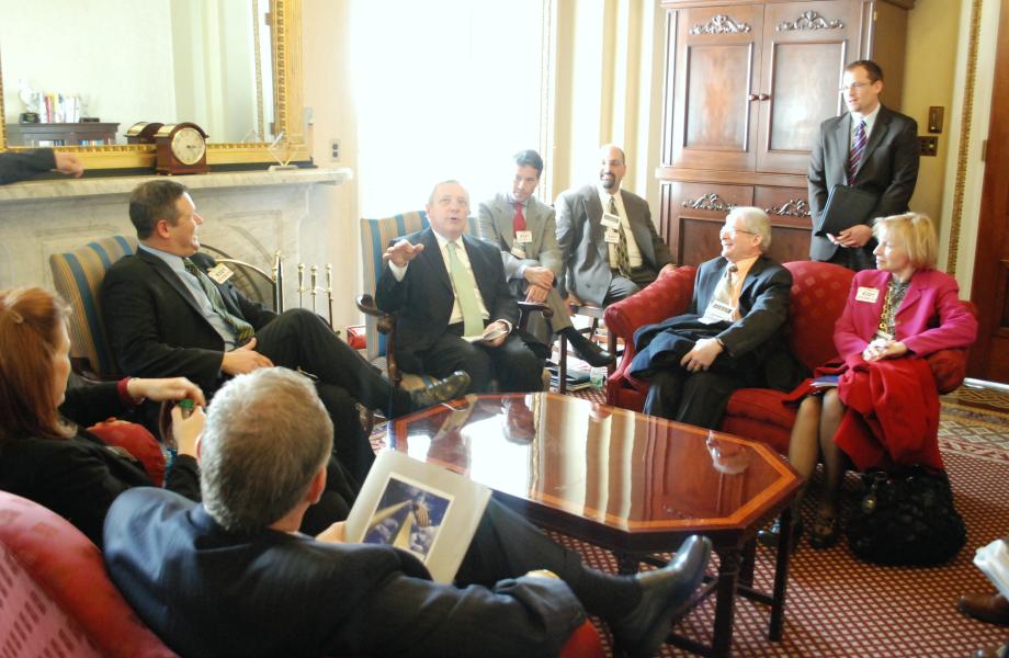 U.S. Senator Dick Durbin met with members of the Champaign County Chamber of Commerce during the group's annual fly-in to discuss regional transportation priorities and the Marketplace Fairness Act.